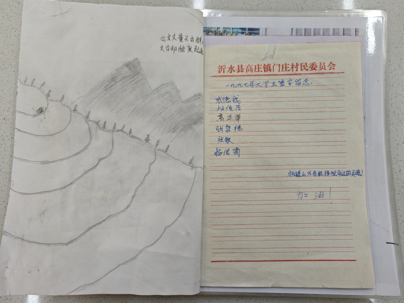 鄉(xiāng)村書房里那本《門莊歷年學(xué)生合集》扉頁已經(jīng)泛黃。沂水縣委宣傳部供圖