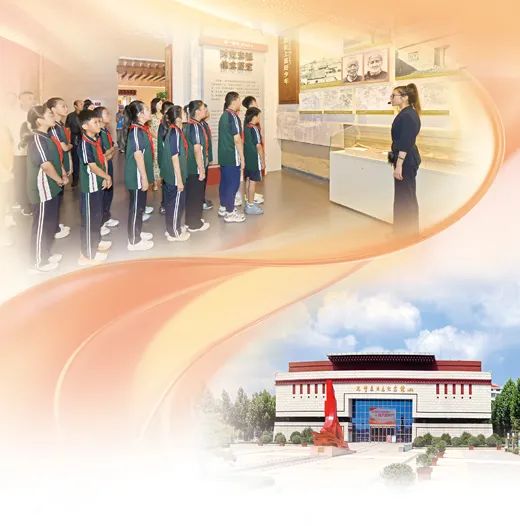 上圖：孔繁森同志紀(jì)念館講解員（右）為學(xué)生們講解。徐延林?jǐn)z下圖：孔繁森同志紀(jì)念館外景?？追鄙炯o(jì)念館供圖