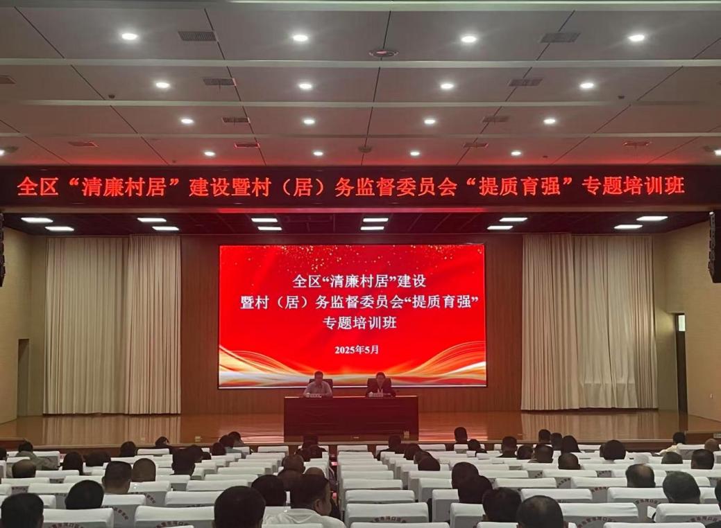 2025年5月12日，召開全區(qū)“清廉村居”建設暨村（居）務監(jiān)督委員會“提質(zhì)育強”專題培訓班。